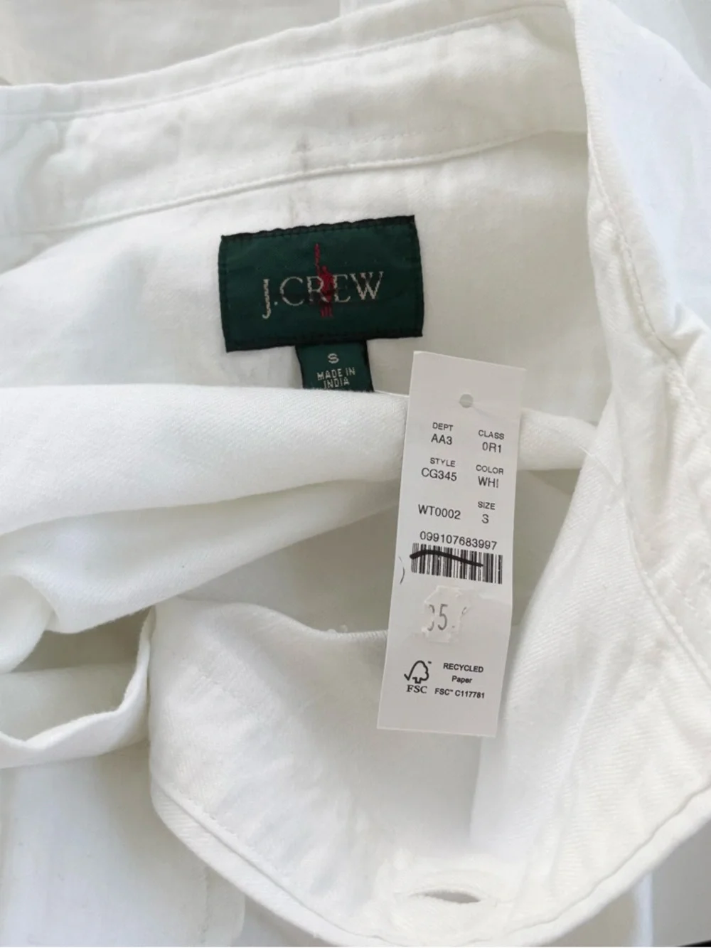 NWT J. Crew Linen-cotton Blend Twill Workshirt White
